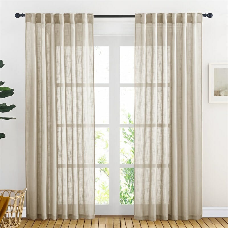 Custom Back Tab Linen Sheer Curtains, Sheer Curtains 65 Length