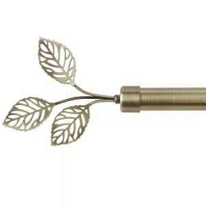 1 Inch Adjustable Brass Curtain Rod with Ivy Finials, Length: 28-144 Inch