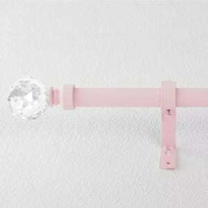 1 Inch Adjustable Curtain Rod with Crystal Finials, Length: 28-144 Inch