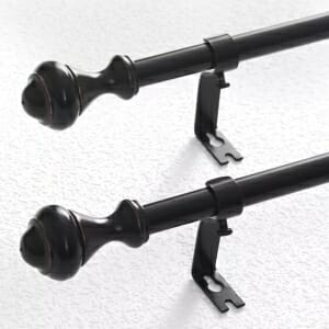 5/8 Inch Set of 2 Adjustable Curtain Rod with Traditional Finials, Length: 28-144 Inch