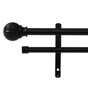 1 Inch Adjustable Double Curtain Rod Set with Ball Finials, Length: 28-144 Inch
