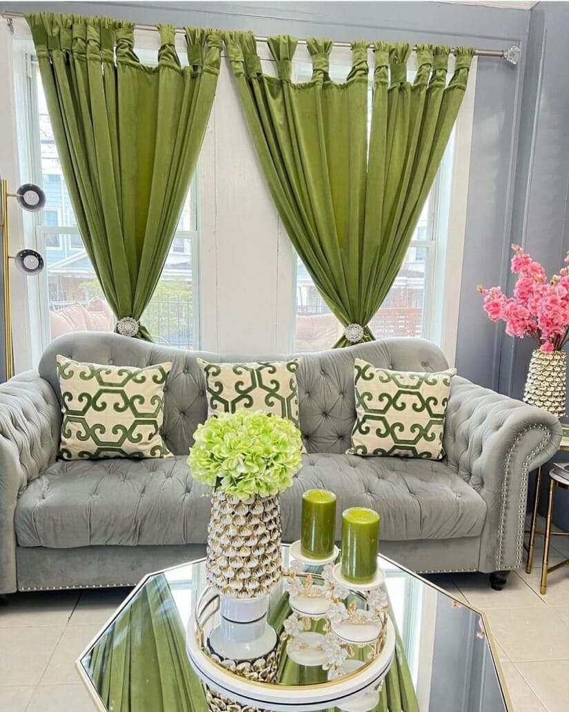 nicetown olive green velvet curtains