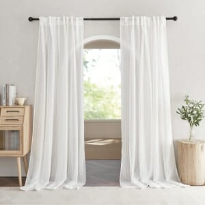 Custom Cotton Blend Striped Sheer Light Filtering Curtains