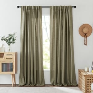 Custom Pebble Weave Two-Toned Cotton Blend Room Darkening Curtain
