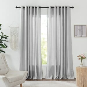 Custom Plain Weave Light Grey Pure Linen Sheer Curtain