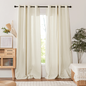 Custom Ivory Linen Cotton Blend Light Filtering Curtain