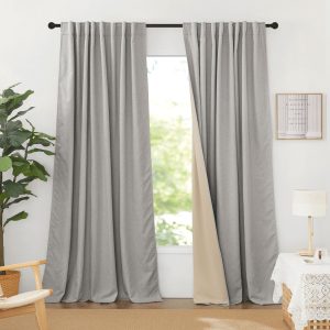 Custom 100% Blackout  Thermal Insulated 2 Layers Linen Cotton Texture All Style Curtains